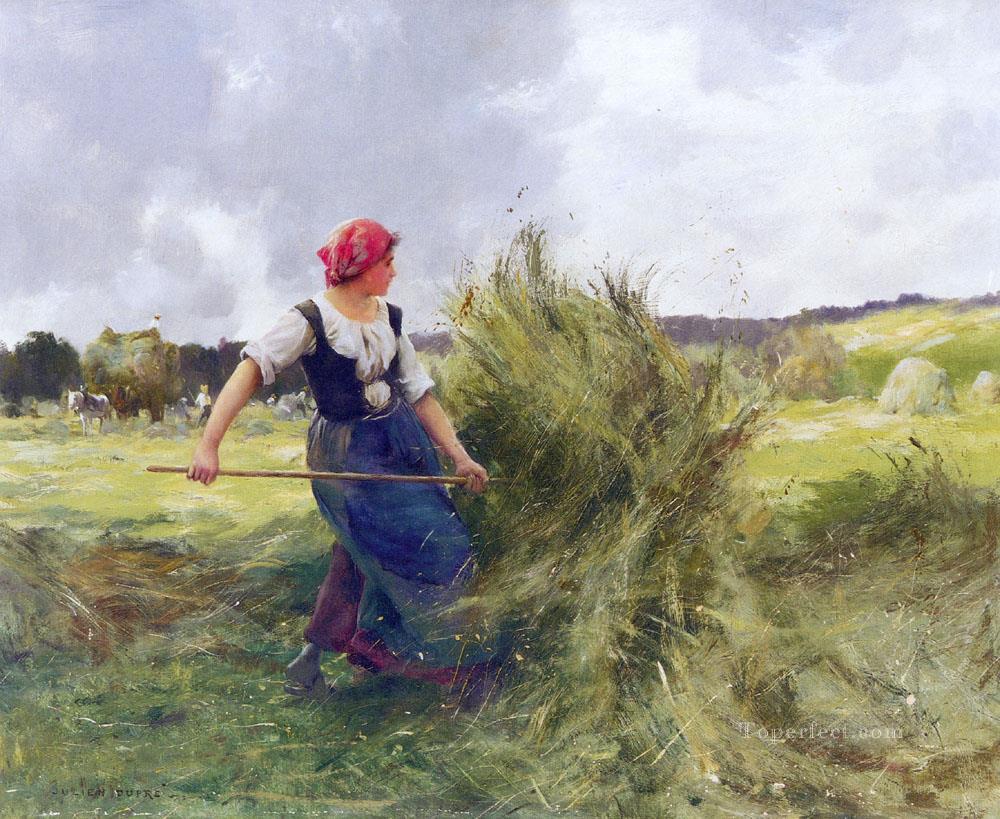 Haymaking farm life Realism Julien Dupre Oil Paintings